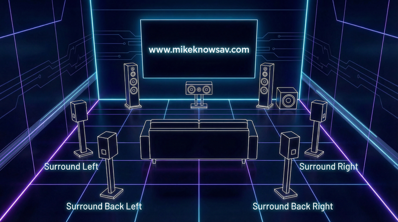 7.1 surround sound speaker placement diagram for Arizona home theater installation