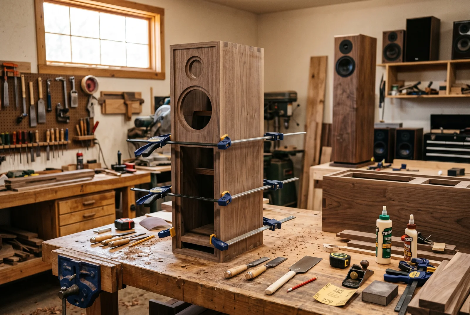Professional home theater calibration with measurement microphone in luxury Flagstaff mountain home great room