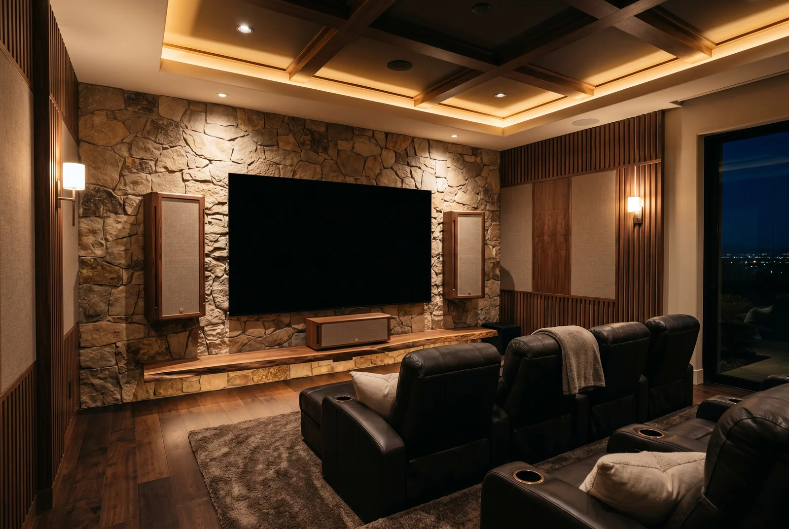 A finished luxury home theater room in a Paradise Valley Arizona estate — Home Theater Paradise Valley New Construction